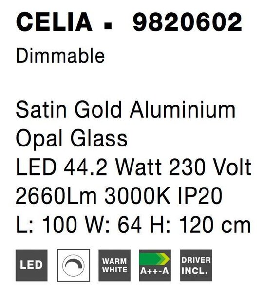 Nova Luce Závěsné LED svítidlo CELIA, 44.2W 3000K stmívatelné Barva: Černá