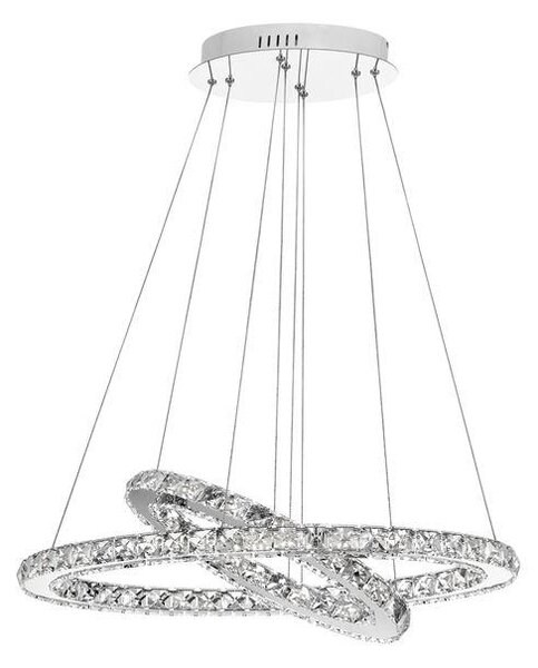 Nova Luce Závěsné LED svítidlo CELINE chromovaný hliník a křišťál nastavitelné 40W 3500K
