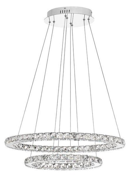 Nova Luce Závěsné LED svítidlo CELINE chromovaný hliník a křišťál nastavitelné 40W 3500K