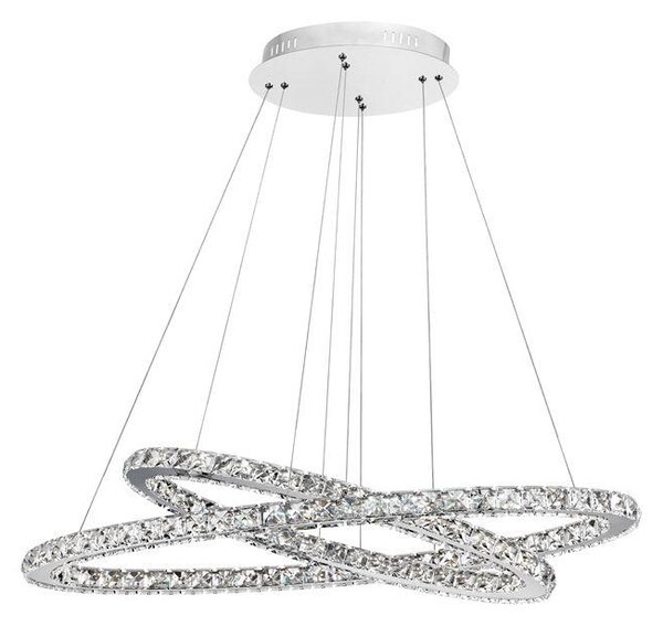 Nova Luce Závěsné LED svítidlo CELINE chromovaný hliník a křišťál nastavitelné 52W 3500K