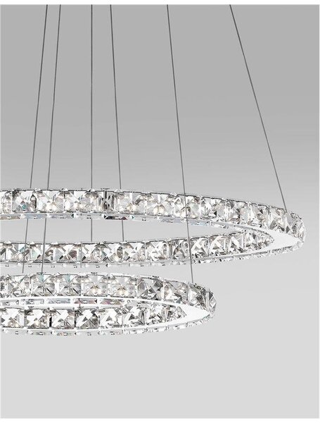Nova Luce Závěsné LED svítidlo CELINE chromovaný hliník a křišťál nastavitelné 40W 3500K