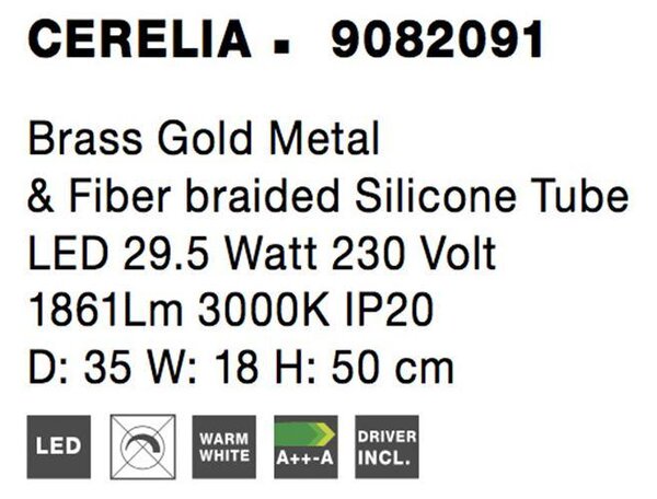 Nova Luce Nástěnné LED svítidlo CERELIA, d. 35 cm, v. 50 cm 29.5W 3000K