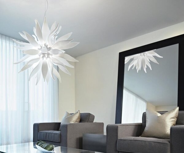 Ideal Lux - LED Lustr na lanku LEAVES 12xG9/3W/230V pr. 80 cm bílá