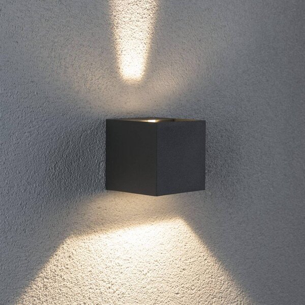 Paulmann Cybo LED venkovní nástěnné svítidlo, 2700 K, 8 x cm, šedé, Hliník / šedá / zinek, Hliník, Moderní