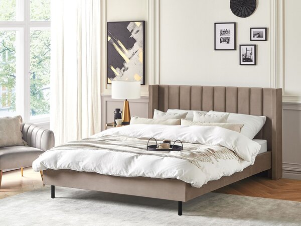 Postel Umělý samet VILLETTE 180 x 200 cm Taupe