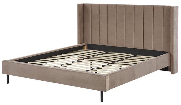 Postel Umělý samet VILLETTE 180 x 200 cm Taupe