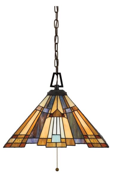Elstead QZ-INGLENOOK-P-A - Lustr na řetězu Tiffany INGLENOOK 3xE27/60W/230V