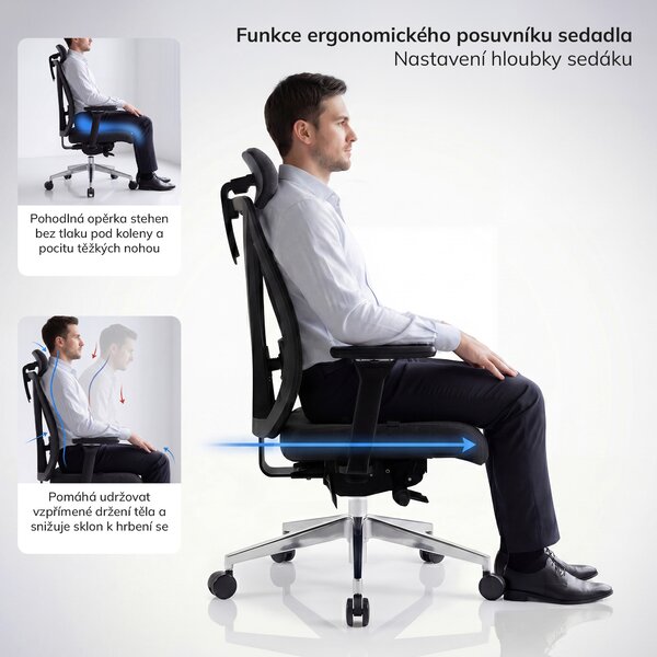 Ergonomická kancelářská židle tmavě šedá VECTOR