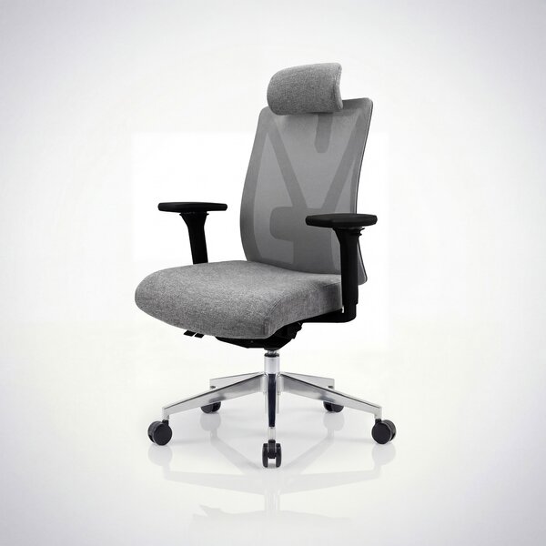 Ergonomická kancelářská židle šedá se síťovinou VECTOR