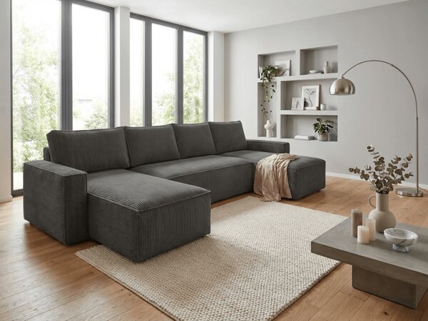Tmavě šedá sedací souprava do U SMART COSARO 295x140 cm