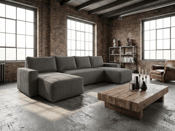 Tmavě šedá sedací souprava do U SMART COSARO 295x140 cm