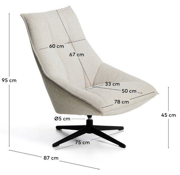 Kave Home Béžové čalouněné otočné křeslo Dirala