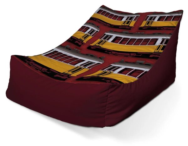 Sablio Sedací vak Lounge Lisabonské historické tramvaje Červený Pattern - 80 x 95 x 50 cm