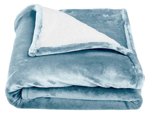 Oboustranná deka sherpa a fleece ledově modrá 75x100 cm