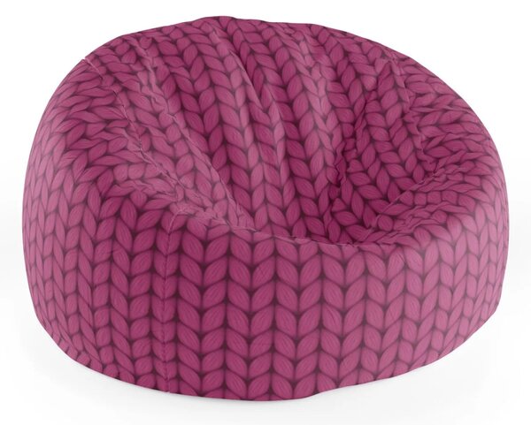 Sablio Sedací vak Cocoon Pletení ve fuchsiové barvě - 75 x 45 x 35 cm
