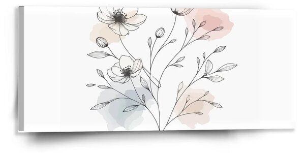 Sablio Obraz Květinová linie - 110x50 cm