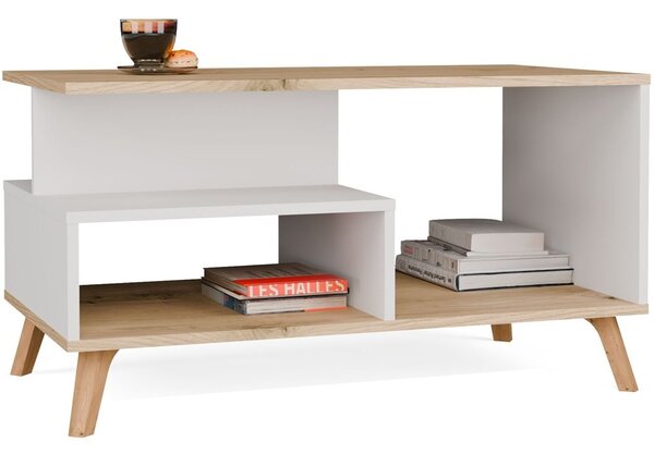TP Living Konferenční stolek Olympo 90 cm bílý/dub Artisan