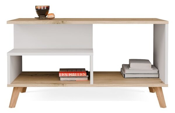 TP Living Konferenční stolek Olympo 90 cm bílý/dub Artisan