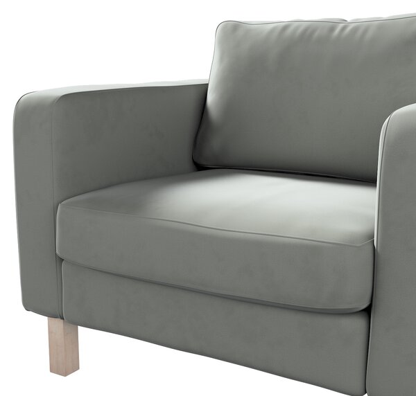 Potah na křeslo IKEA Karlstad, krátký barva šedá látka lesklé, sametová