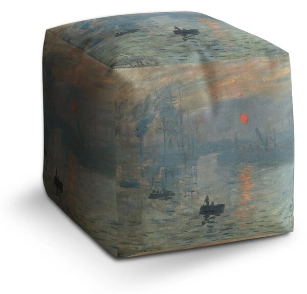Sablio Taburet Cube Imprese, východ slunce - Claude Monet - 40x40x40 cm