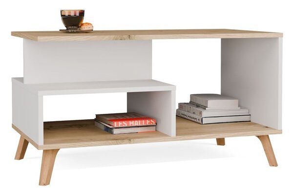 TP Living Konferenční stolek Olympo 90 cm bílý/dub Artisan