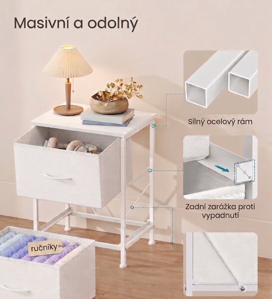 SONGMICS Noční stolek Seiny 39,6 cm bílý