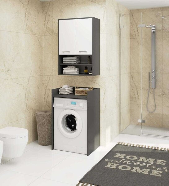 Ak furniture Závěsná koupelnová skříňka Fin W64 2D 64 cm grafit/bílá