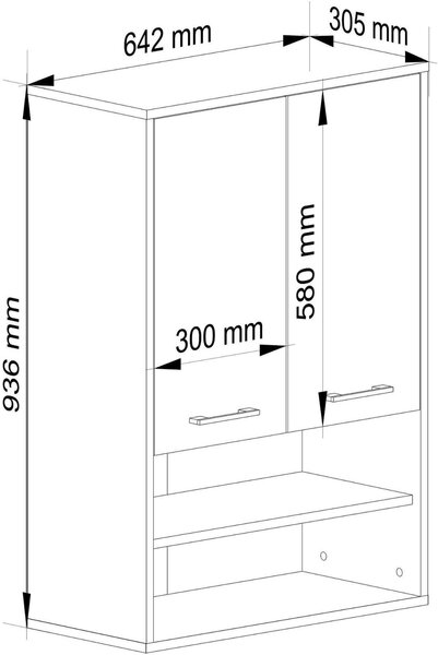 Ak furniture Závěsná koupelnová skříňka Fin W64 2D 64 cm grafit/bílá