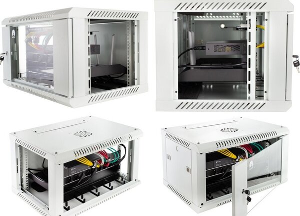 RACK skříň závěsná NEKU TS 19" 4U 450mm, sv. šedá, k samosestavení