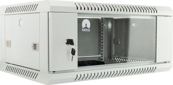 RACK skříň závěsná NEKU TS 19" 4U 450mm, sv. šedá, k samosestavení