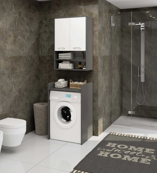 Ak furniture Závěsná koupelnová skříňka Fin W64 2D 64 cm grafit/bílá