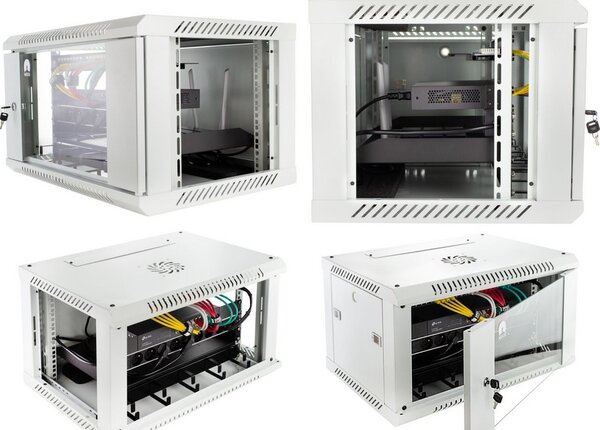 RACK skříň závěsná NEKU TS 19" 6U 450mm, sv. šedá, k samosestavení