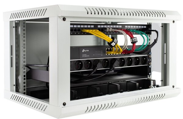 RACK skříň závěsná NEKU TS 19" 6U 450mm, sv. šedá, k samosestavení