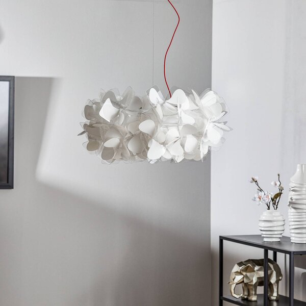 Slamp závěsné světlo Clizia Mama Non Mama, Ø53cm, bílá/červená, stmívatelný, Bílá / opál, Obývací pokoj / jídelna, Plast, Design