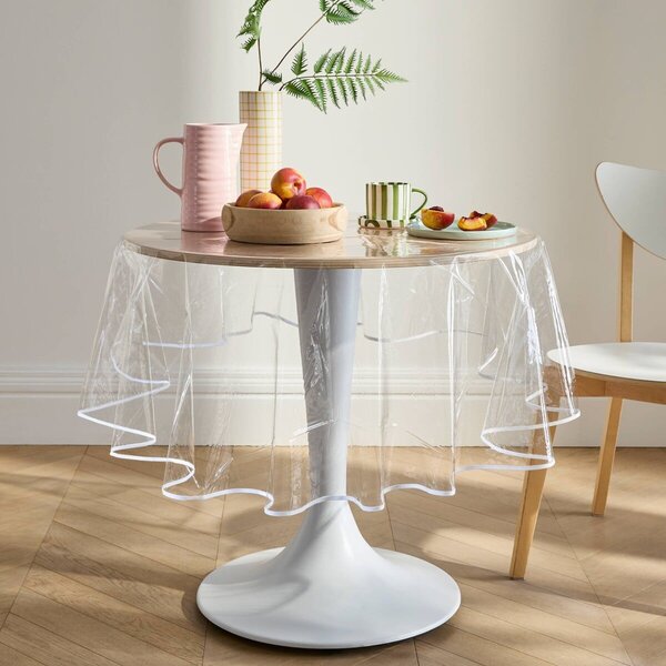 Transparentní voskovaný ubrus transparentní/bílá průměr 140 cm