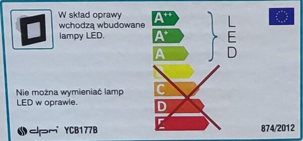 DPM Schodišťové orientační svítidlo s PIR čidlem, 4000K čtverec, černá