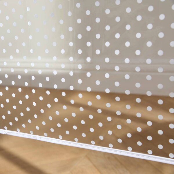 Transparentní voskovaný ubrus s potiskem puntíků transparentní/bílá průměr 140 cm
