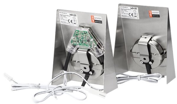Sada LED svítidel pod skříňku ADVITI AD-OM-6207L4, 2,5W 180lm 4000K, 2ks, INOX stříbrná