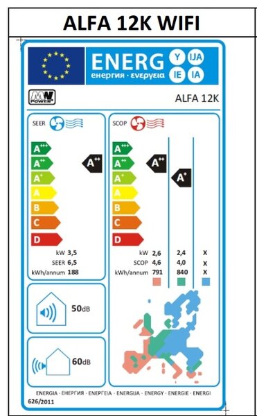 Klimatizace MW POWER ALFA 12K WIFI V1, 12000BTu, R32
