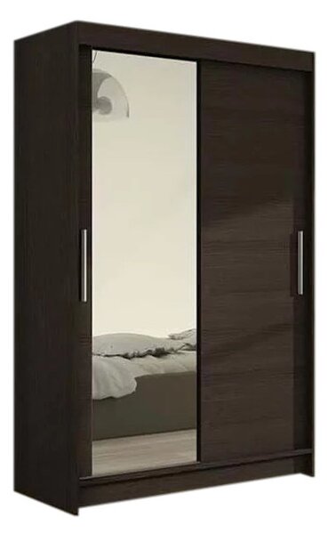 Posuvná šatní skříň MIAMI VI se zrcadlem, 120x200x58, čokoládová