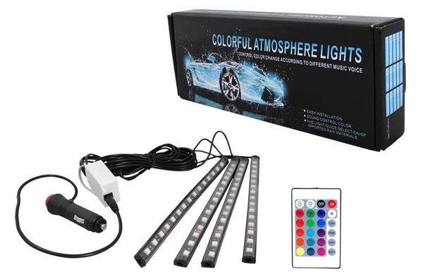 Vnitřní osvětlení automobilu 4xRGB 15LED pásek 12V D.O., IP54
