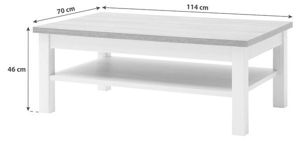 KONFERENČNÍ STOLEK, bílá, barvy dubu, kompozitní dřevo, 114/70/46 cm Livetastic - Konferenční stolky, Online Only