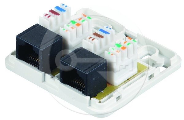 Zásuvka Solarix CAT5E UTP 2 x RJ45 na omítku bílá SX288-5E-UTP-WH