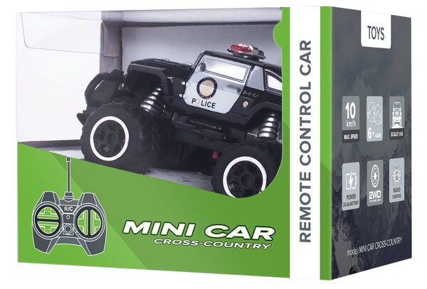 Mini auto dálkově ovládané Rebel ZAB0113 RC 1:43, 27 MHz, 10 km/h POLICE