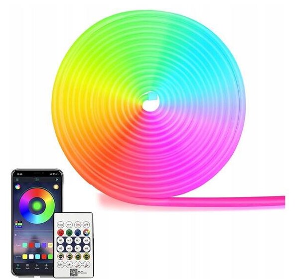 Smart LED pásek NEON RGB-IC 10m, IP65, bluetooth, časovač, ovladač HQ