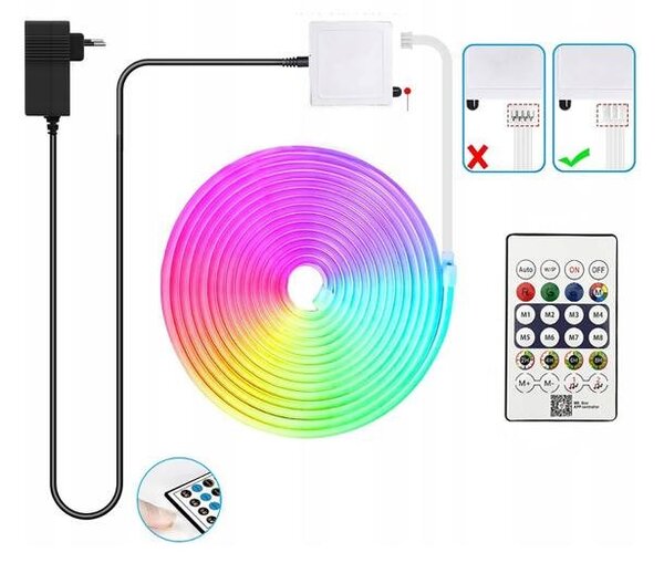Smart LED pásek NEON RGB-IC 10m, IP65, bluetooth, časovač, ovladač HQ
