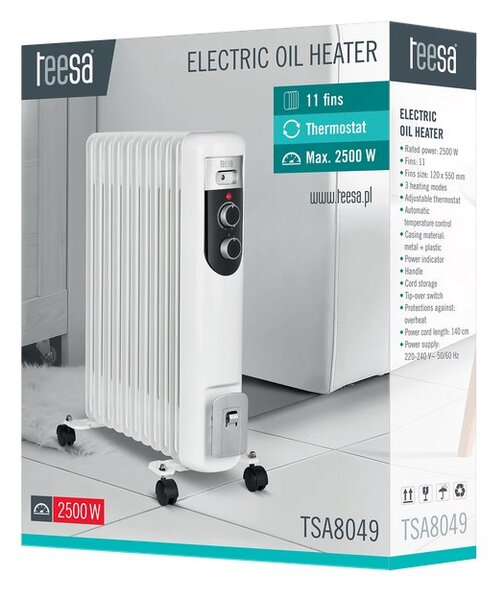 Radiátor olejový TEESA TSA8049, 2500 W