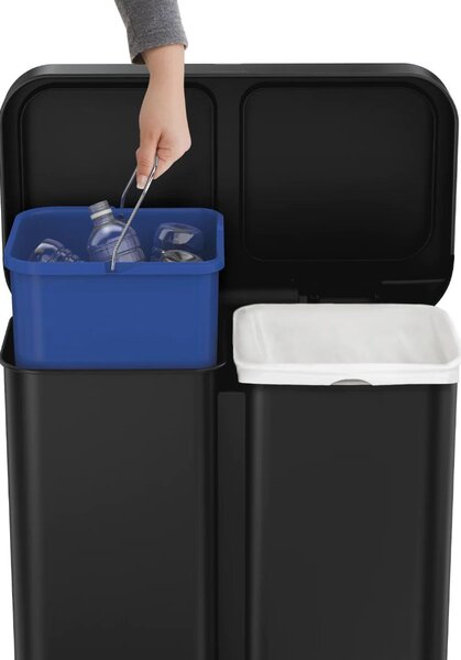 Simplehuman bezdotykový koš s hlasovým ovládáním,tříděný odpad,58L,matná černá ocel,ST2043