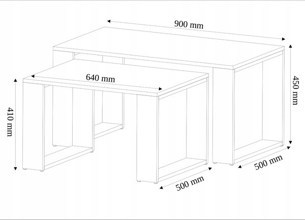 Set 2 ks. konferenčních stolků Ampyr (artisan + antracit)