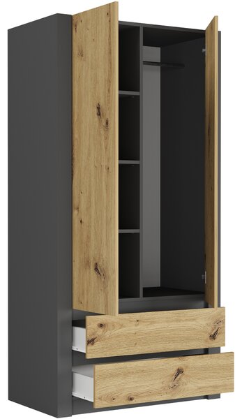 Šatní skříň Briala (antracit + artisan). Akce -10%